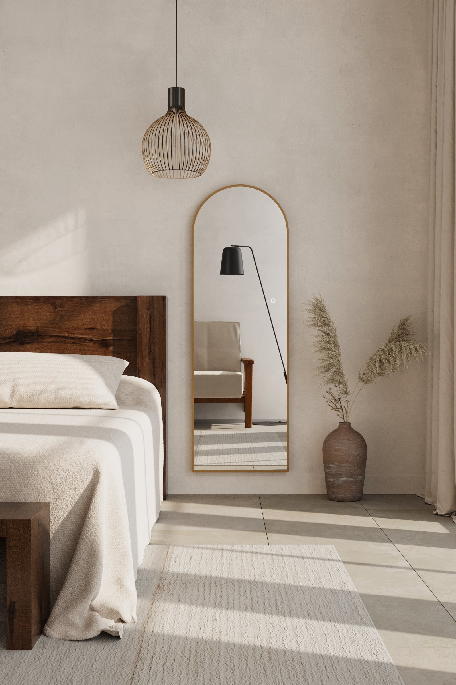 Alev Gold Arched LED Wall Mirror with Soft Backlighting - Image 11