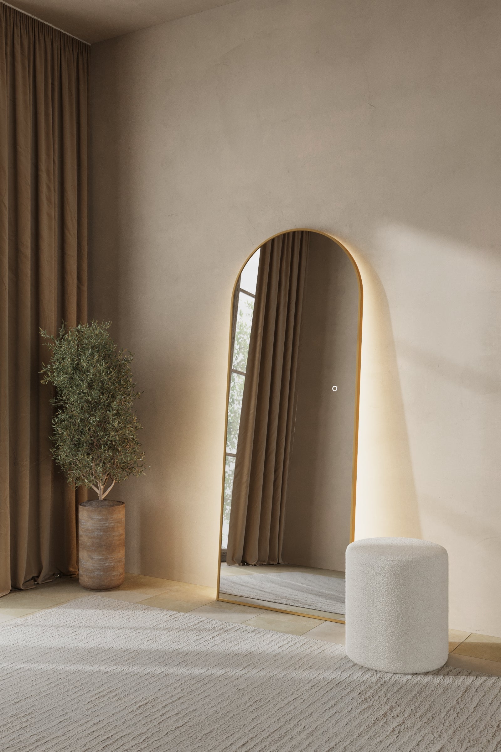 Alev Gold Arched LED Wall Mirror with Soft Backlighting - Image 14