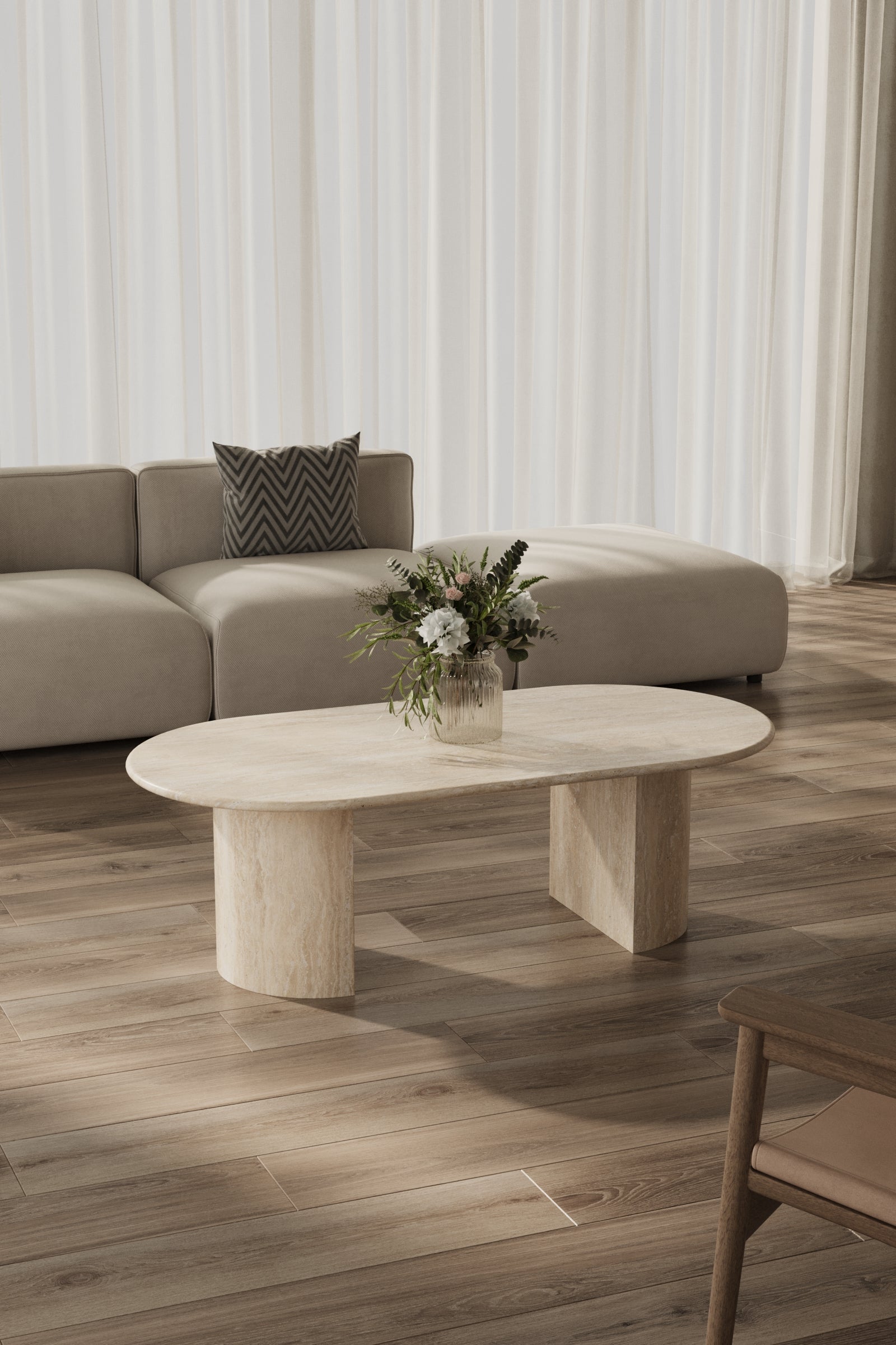 Dakota Beige Travertine Coffee Table - Image 3