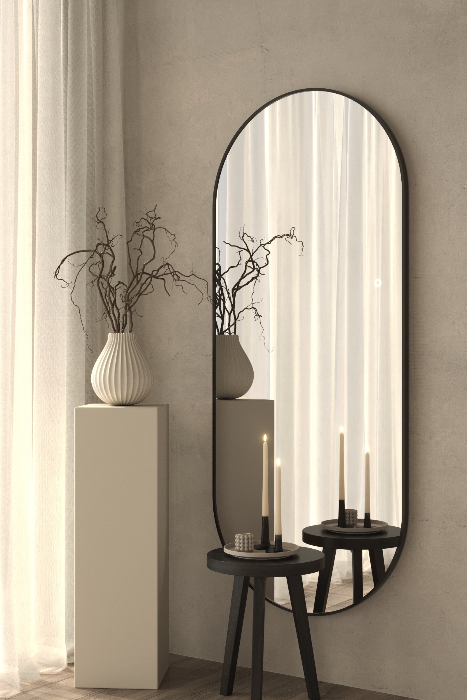 Rimal Black Backlit Oval Wall Mirror - Image 2