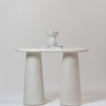 Alessia Off White Speckled Microconcrete Console Table