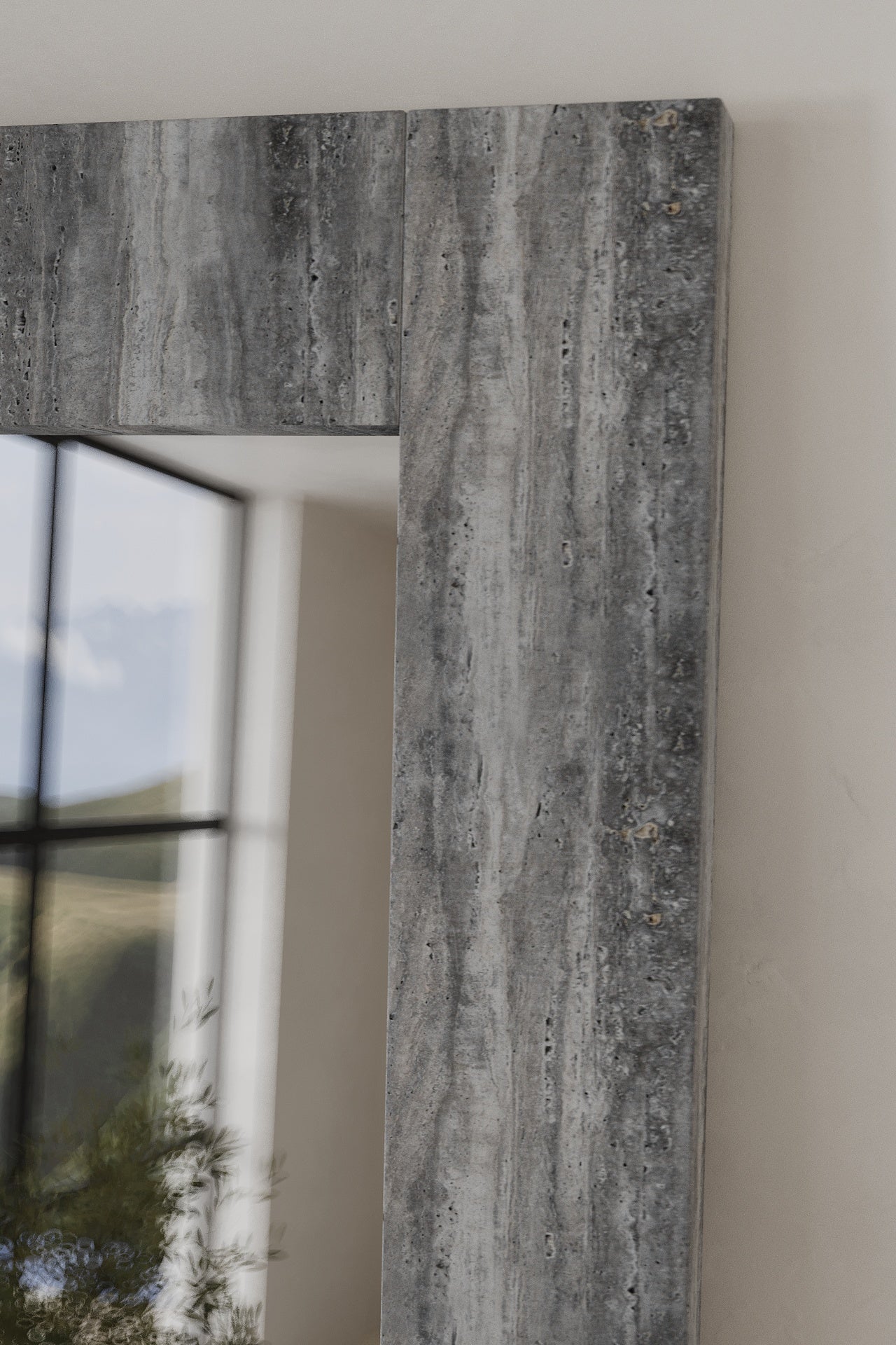 Grey Travertine Rectangular Mirror - Image 2