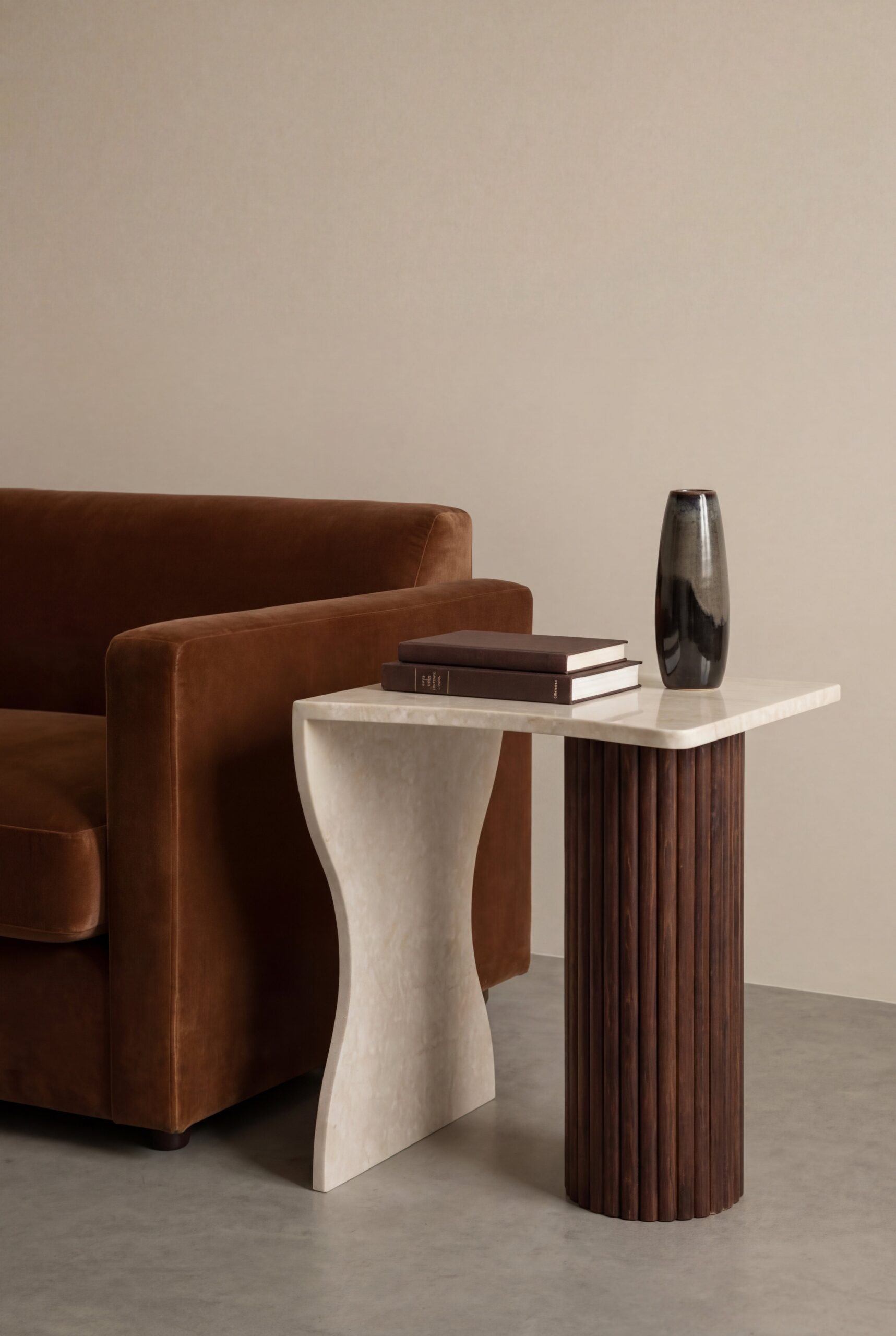 Leocadia Botticino Marble Side Table