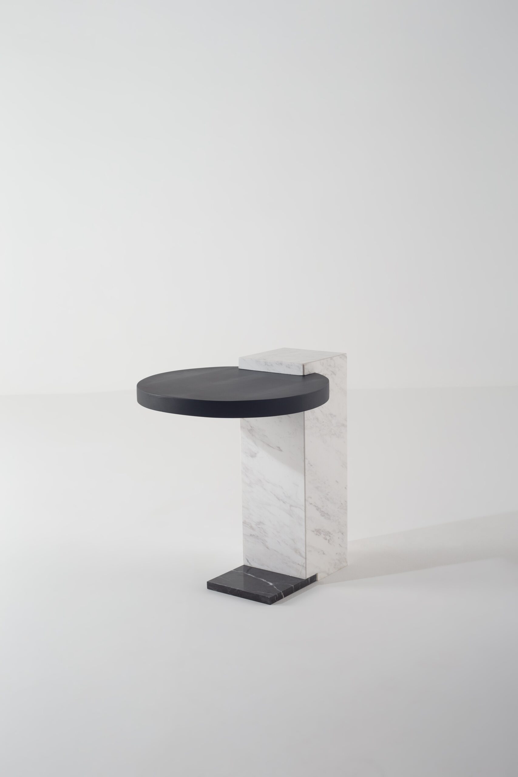 Lyzanne Black Painted Wooden Side Table With Marble Base