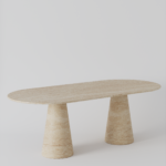 Belova Beige Travertine Oval Dining Table