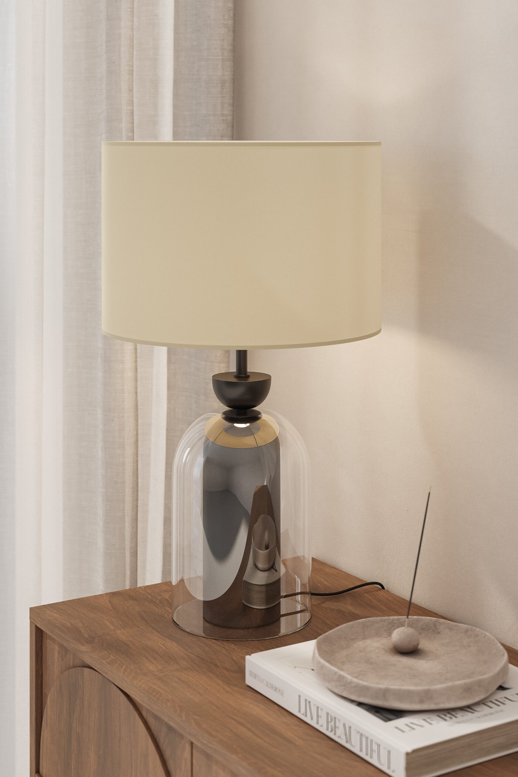 Ethereal Dome Table Lamp With Black Base