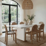 Avencia Off White Speckled Microconcrete Rounded Edge Dining Table