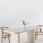Avencia Off White Speckled Microconcrete Rounded Edge Dining Table