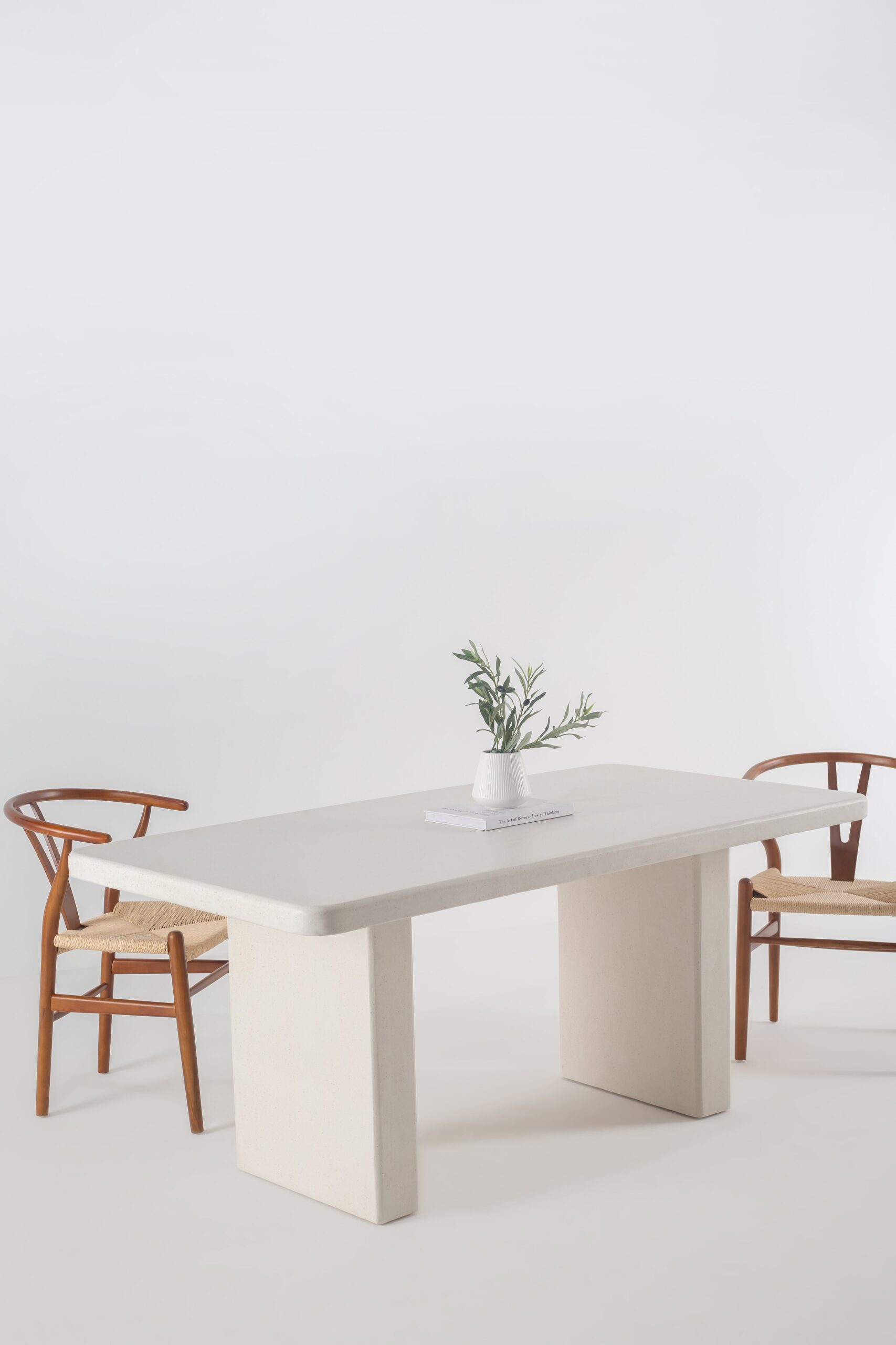 Avencia Off White Speckled Microconcrete Rounded Edge Dining Table - Image 3