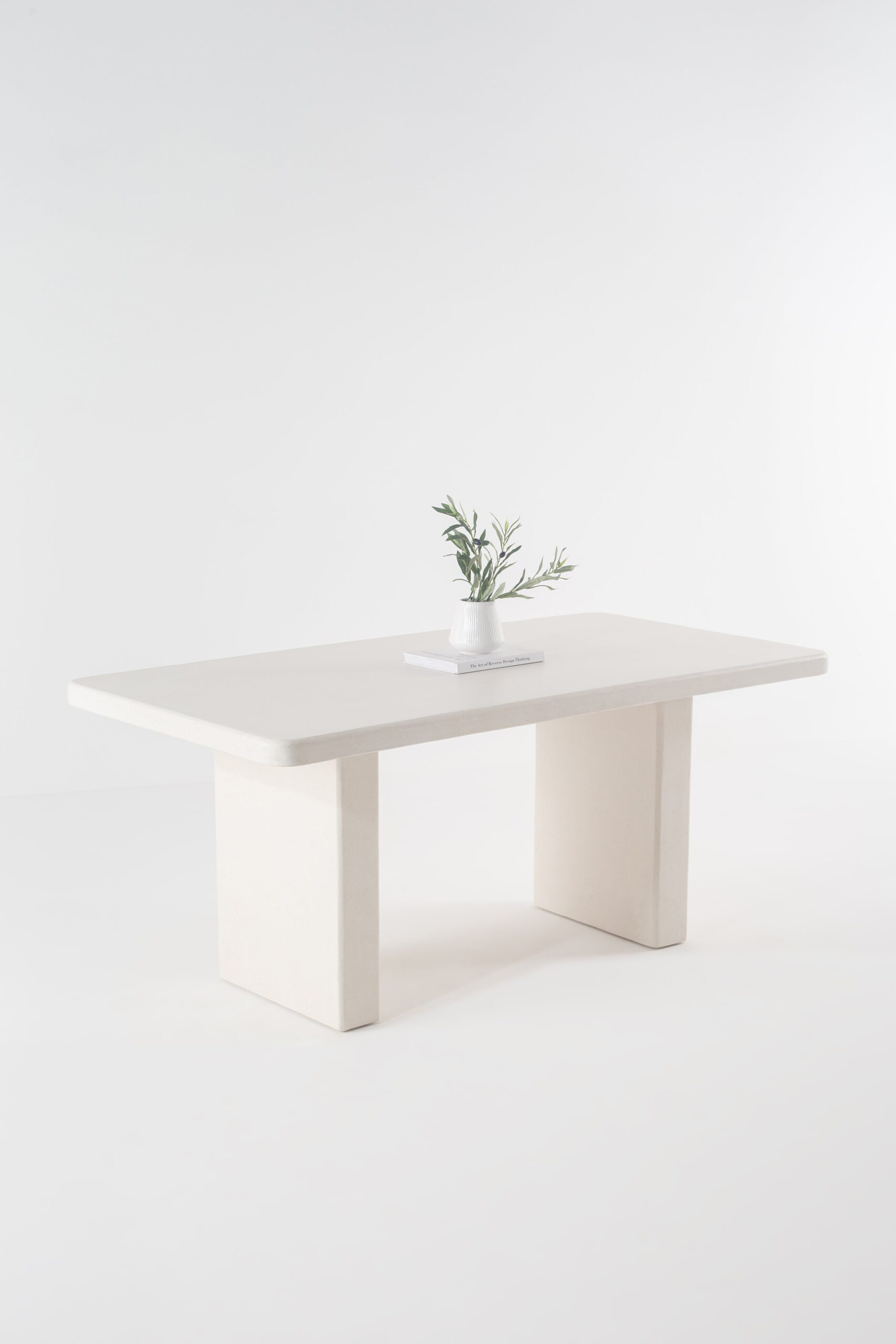 Avencia Off White Speckled Microconcrete Rounded Edge Dining Table - Image 4