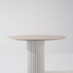 Claire Travertine Dining Table with White Quartz Base