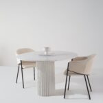 Claire Bianco Venus Dining Table with White Quartz Base