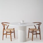 Claire Bianco Venus Dining Table with White Quartz Base