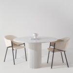 Claire Bianco Venus Dining Table with White Quartz Base