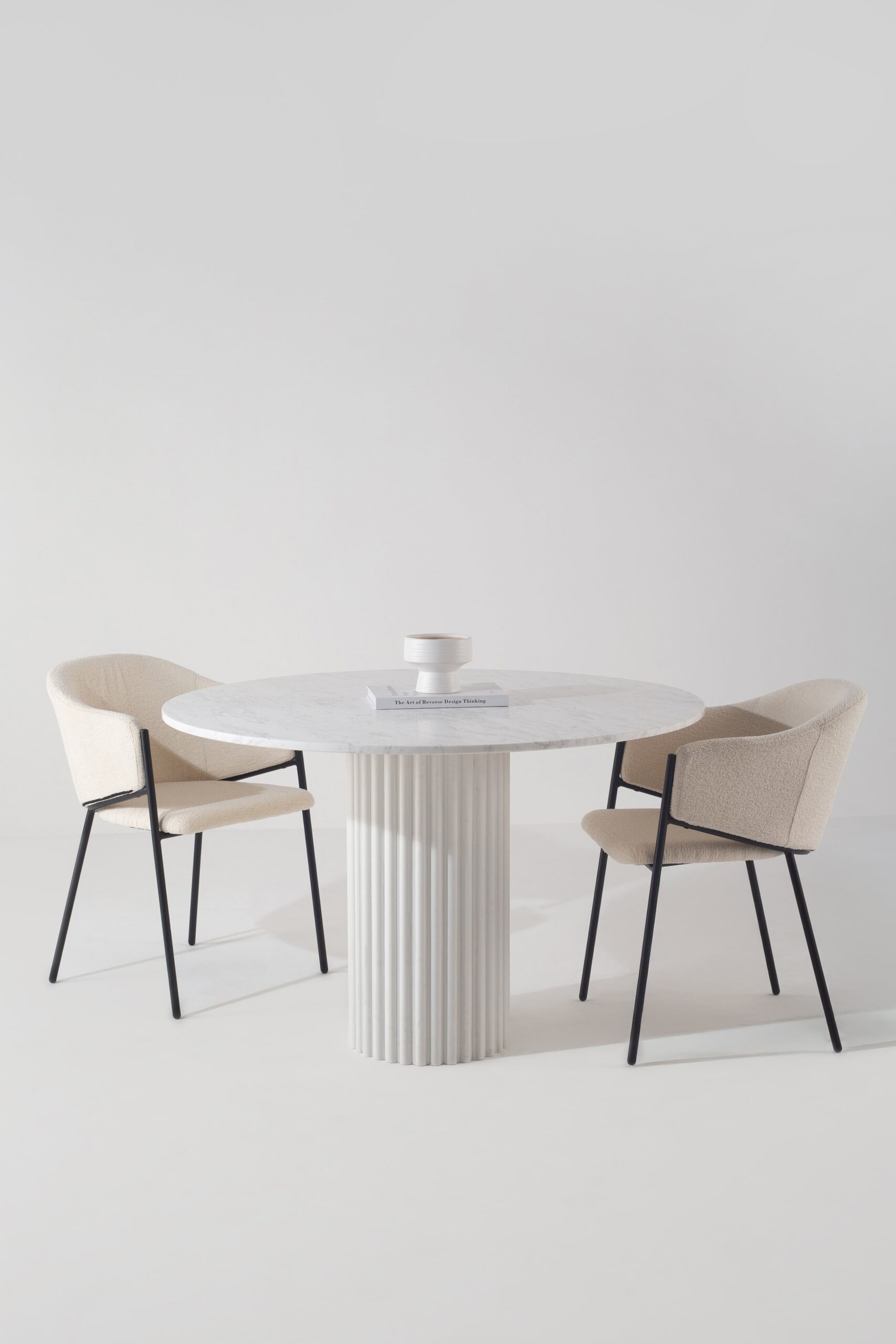 Claire Bianco Venus Dining Table with White Quartz Base - Image 7