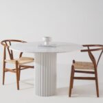 Claire Bianco Venus Dining Table with White Quartz Base
