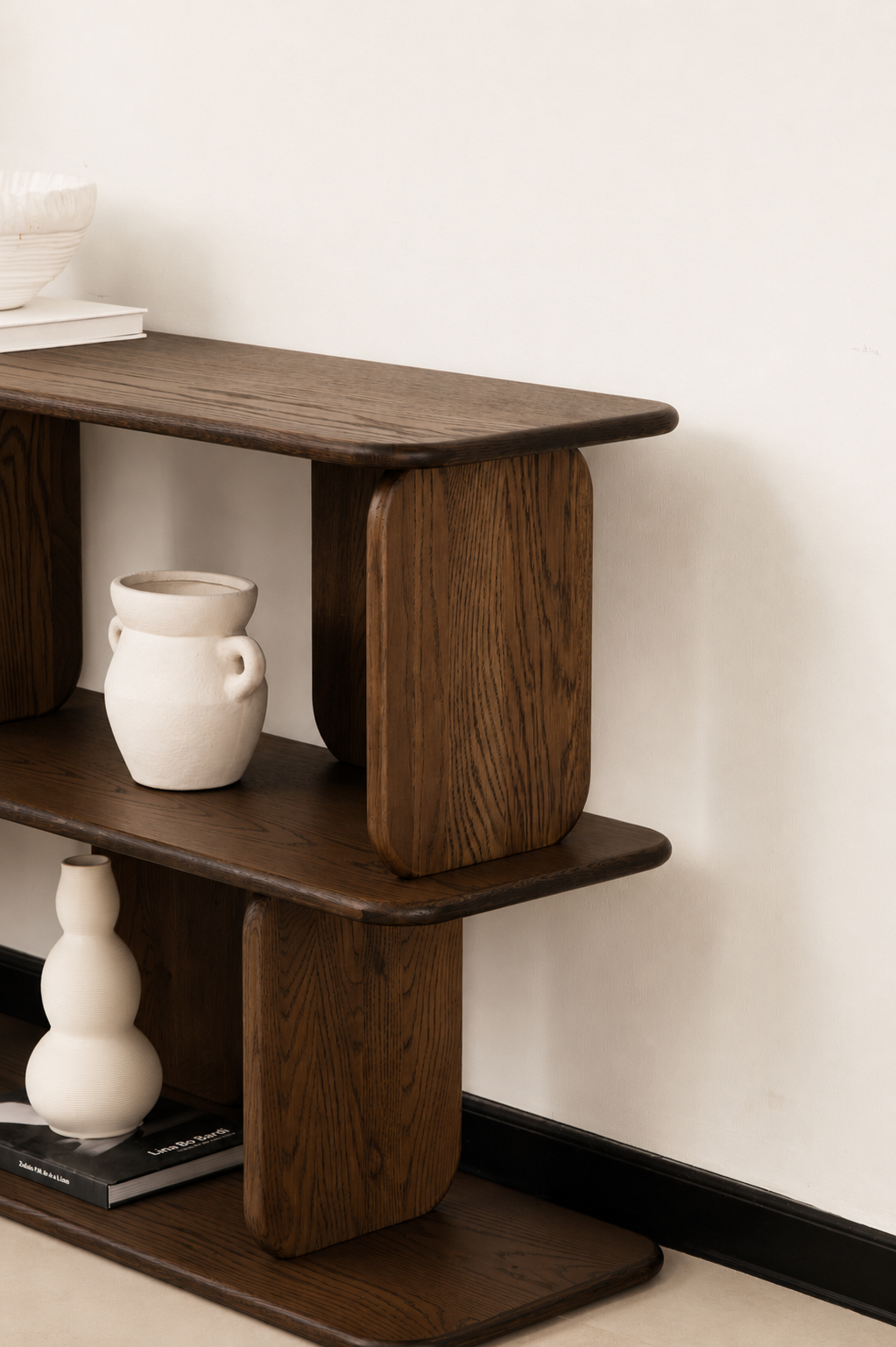 Lunova Dark Wooden Display Shelf - Image 2