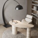 Darcia Irregular Top Travertine Desk