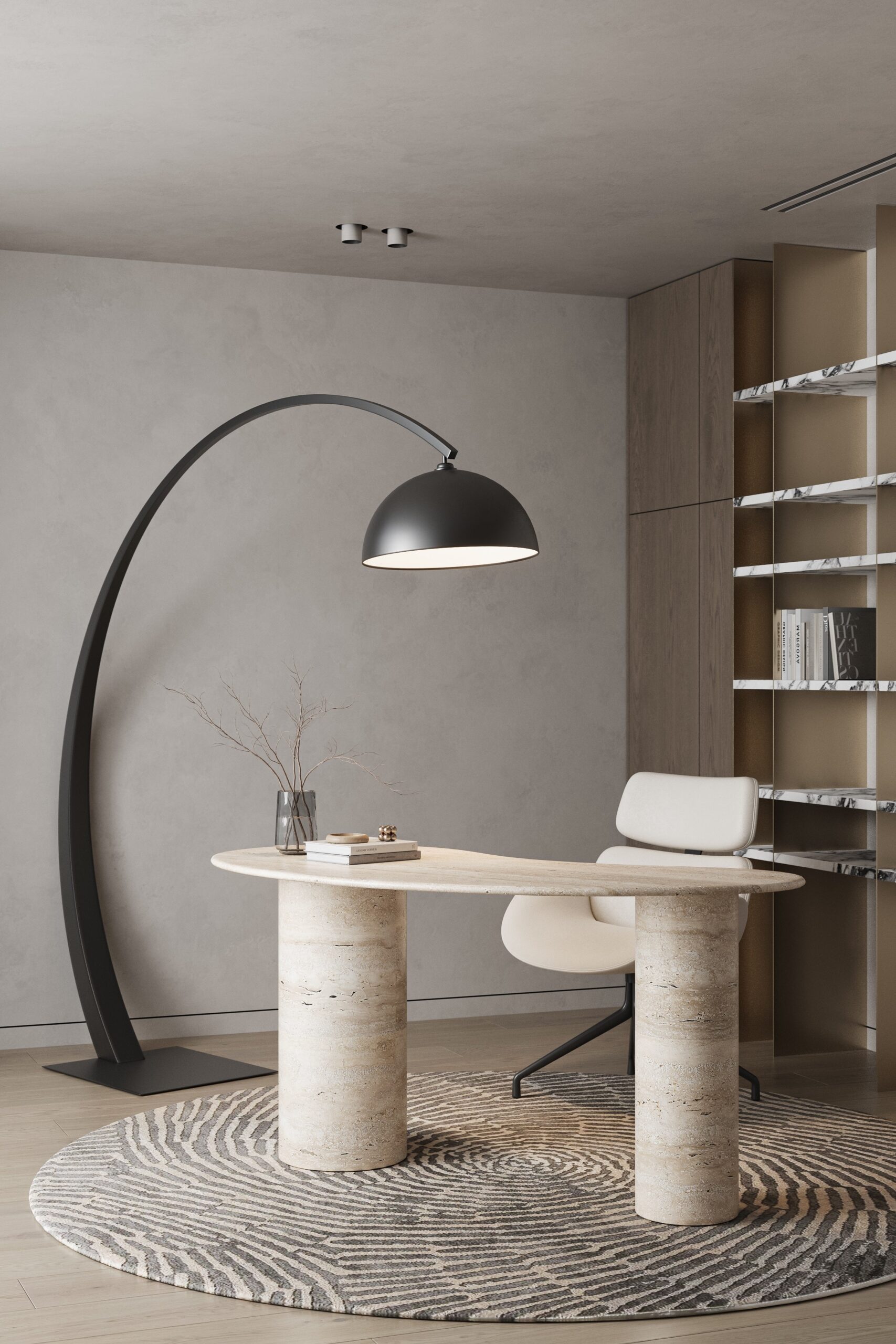 Darcia Irregular Top Travertine Desk - Image 2