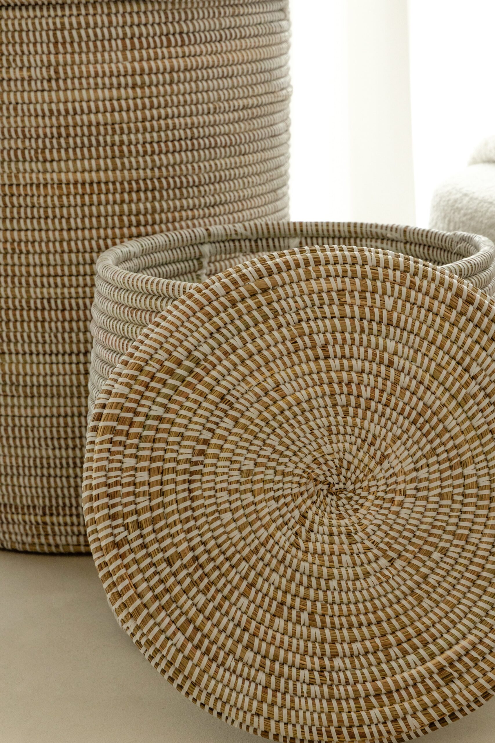 Chinara White Handmade Basket (Set of 2) - Image 2