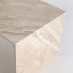 Solene Botticino Marble Table with Wooden Base