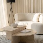 Emmeline Nesting Travertine Beige Coffee Table