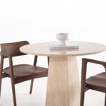 Winika Dining Table With Puzzle Travertine Base