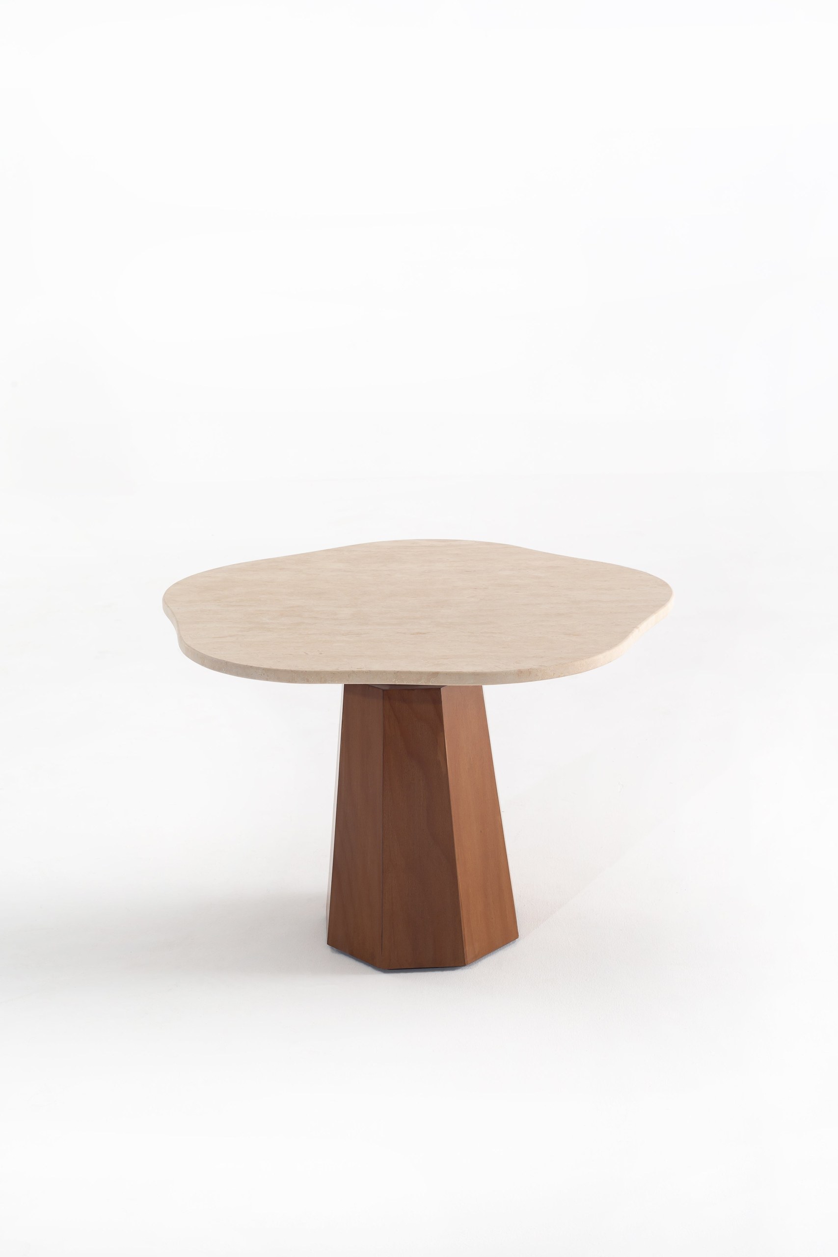 Kalista Beige Travertine Top Side Table