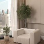 Liorine Off White Velvet Sofa Chair