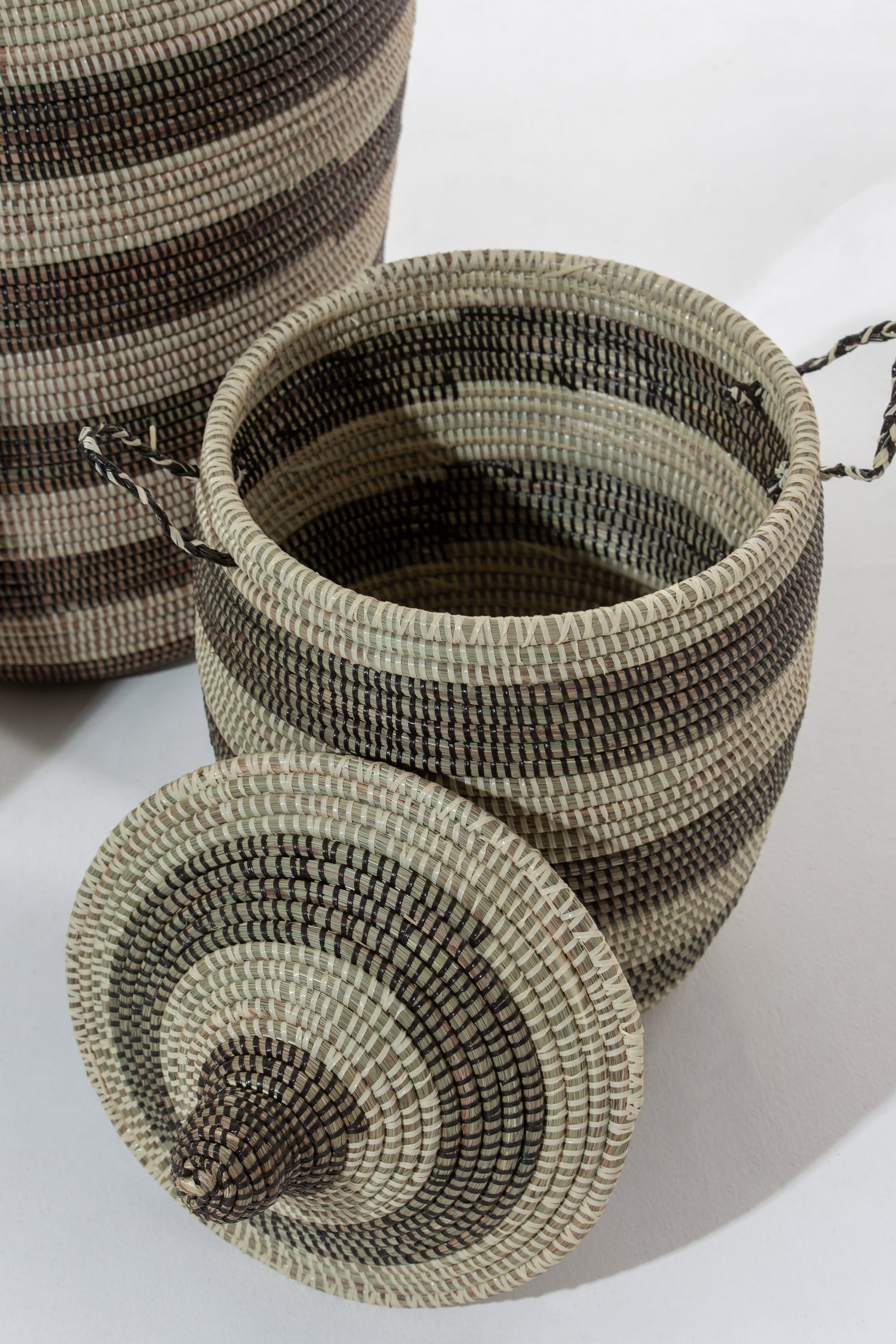 Maisha Stripe Patterned Handmade Basket - Image 2