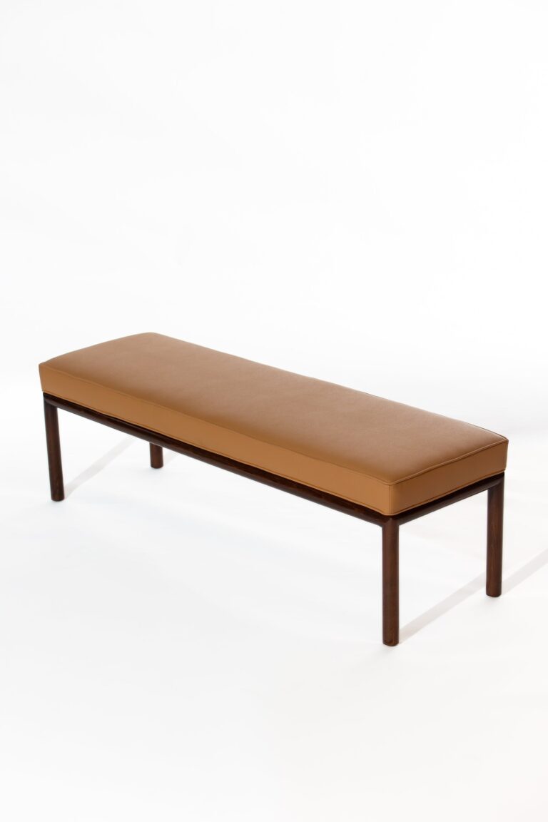 Pamela Caramel Bench With Wooden Legs