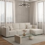 Azaria Stone Ivory 4 Seater L-Shape Sofa