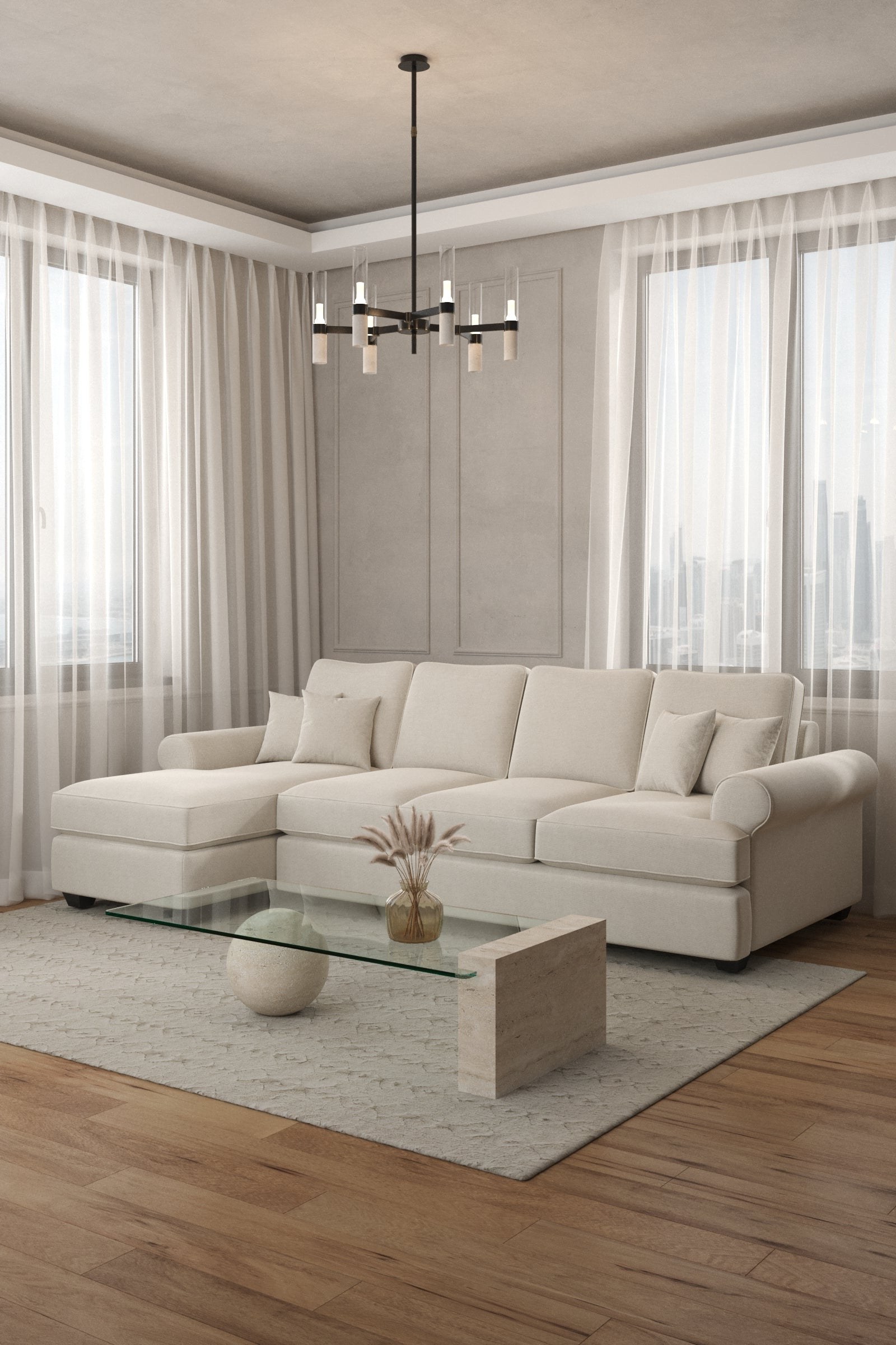 Betty Stone Ivory 4 Seater L-Shape Sofa - Image 2