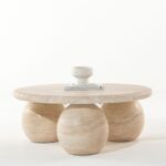 Pallas Travertine Finish Concrete Coffee Table