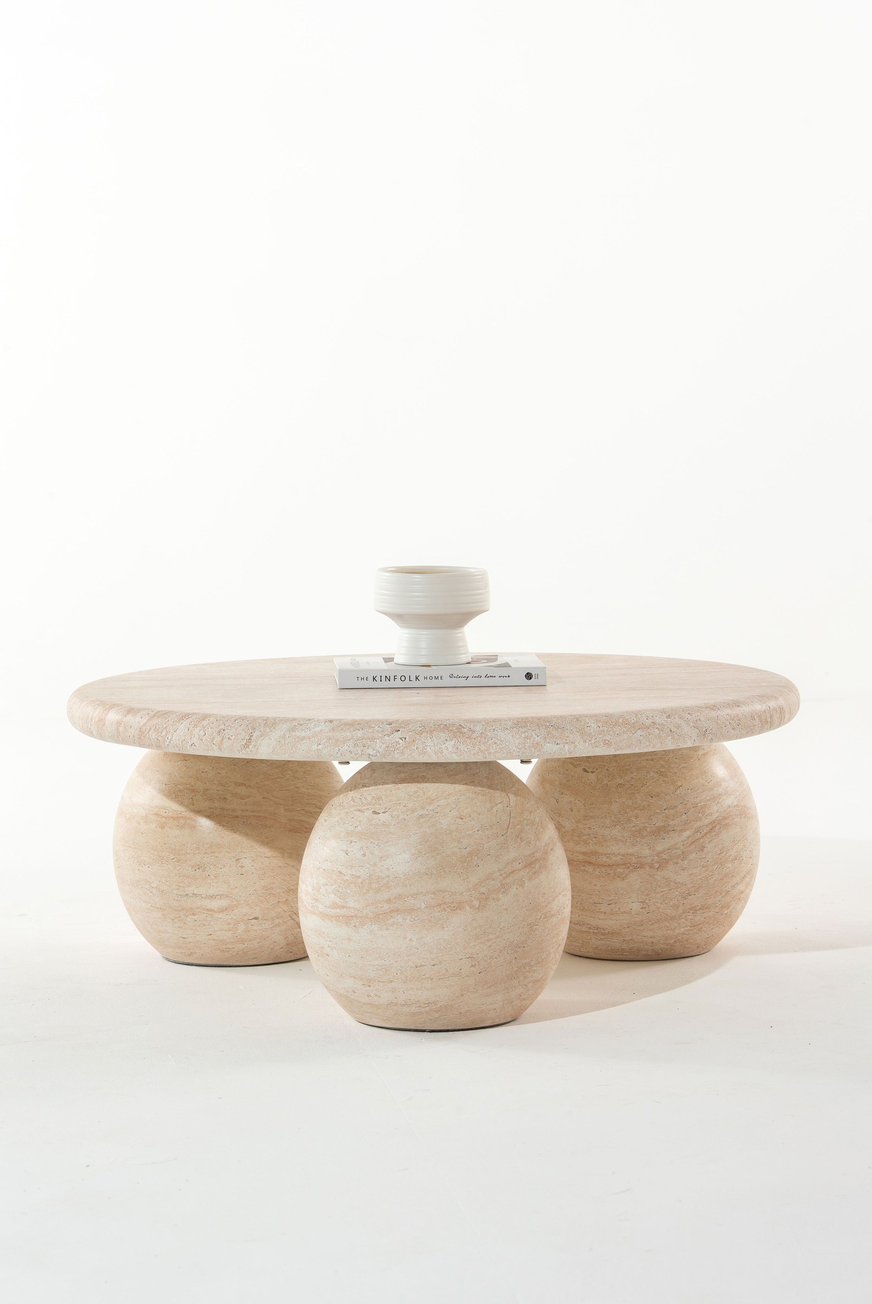 Pallas Travertine Finish Concrete Coffee Table