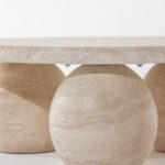 Pallas Travertine Finish Concrete Coffee Table