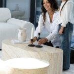 Marina Travertine Finish Concrete Coffee Table