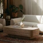 Blanca Travertine Finish Concrete Coffee Table