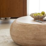 Rosso Travertine Finish Concrete Coffee Table