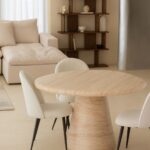 Abigail Travertine Finish Concrete Dining Table