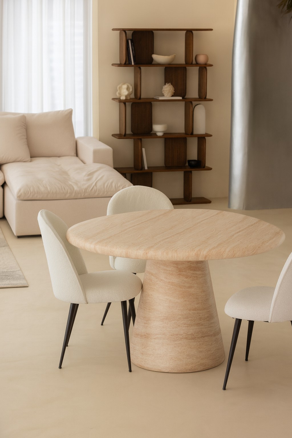 Abigail Travertine Finish Concrete Dining Table