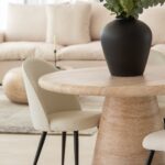 Abigail Travertine Finish Concrete Dining Table