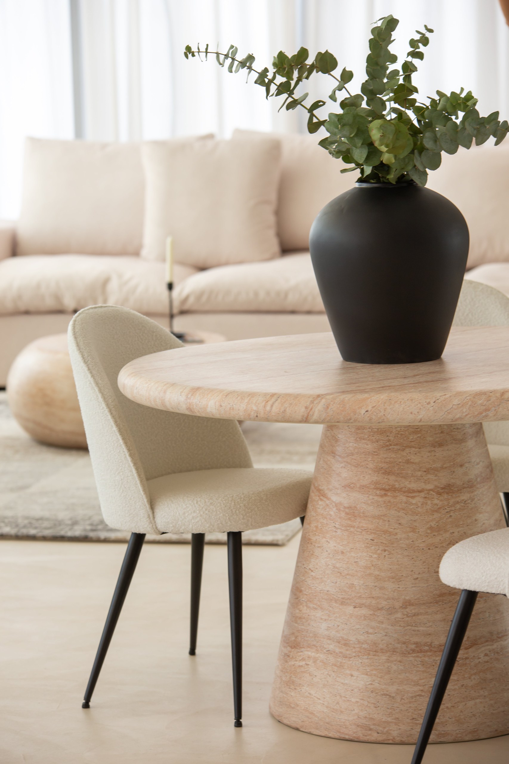 Abigail Travertine Finish Concrete Dining Table - Image 2