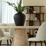 Abigail Travertine Finish Concrete Dining Table