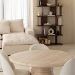 Abigail Travertine Finish Concrete Dining Table