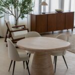 Abigail Travertine Finish Concrete Dining Table