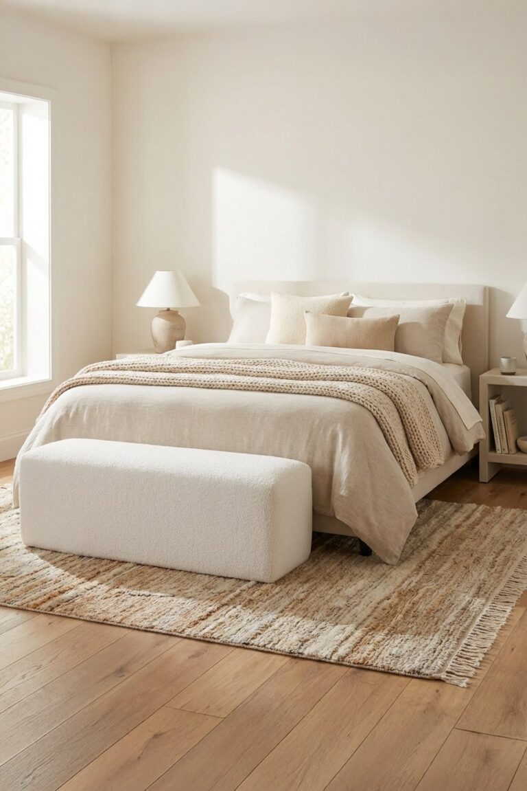Mackenzie White Boucle Bench
