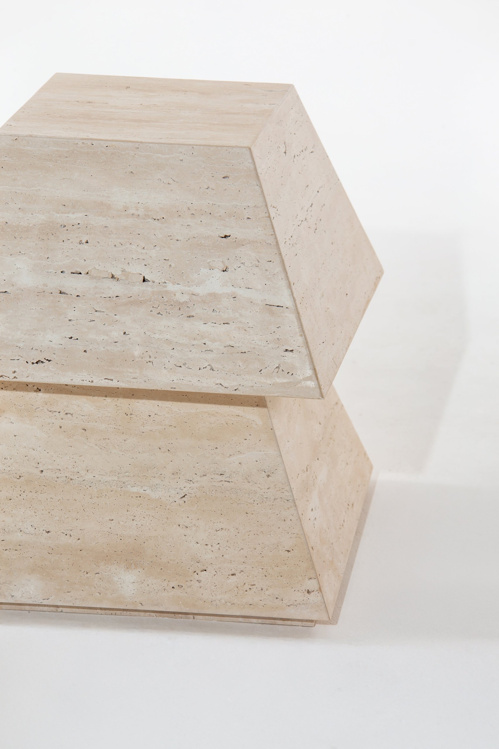 Lacey Beige Travertine Side Table - Image 3