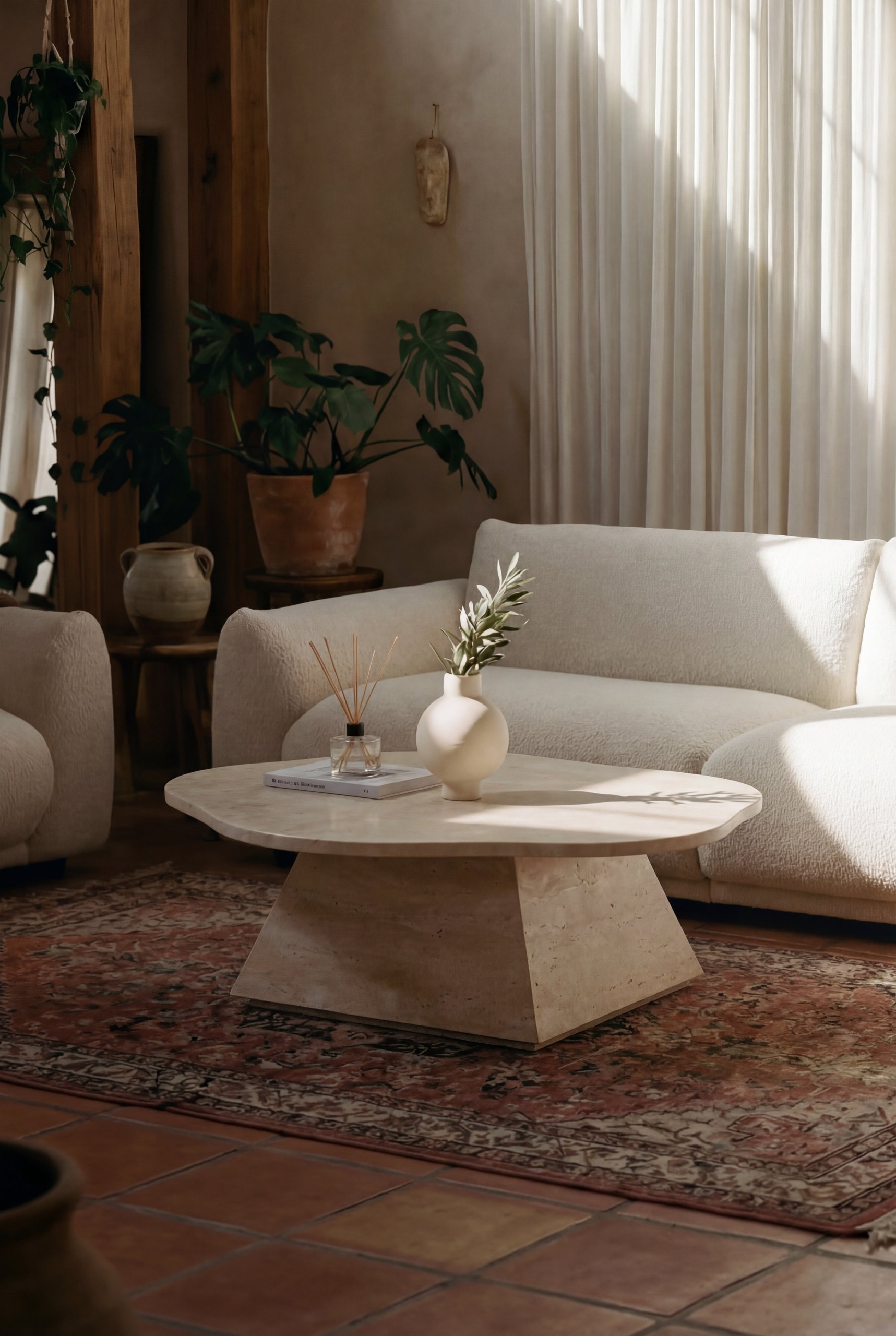 Solail Beige Travertine Coffee Table