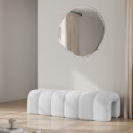 Graciell White Boucle Bench